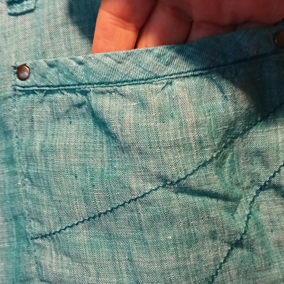 Horny Toad Linen Far flung Shorts Aqua Patch Pockets Drawstring Zip Button 6 - Picture 2 of 8